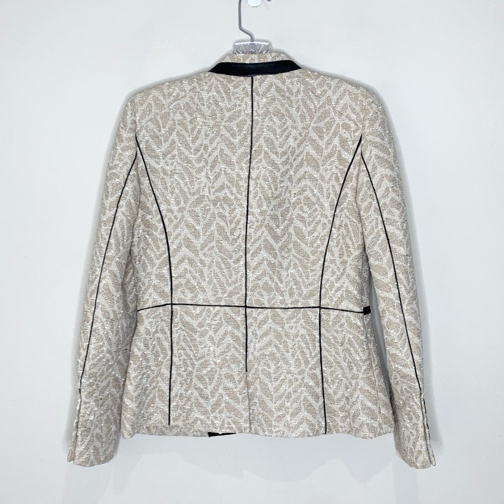 Zadig & Voltaire Victana Deluxe Blazer (Sz FR 36) Leather Trim Metallic Jacquard - Picture 12 of 16